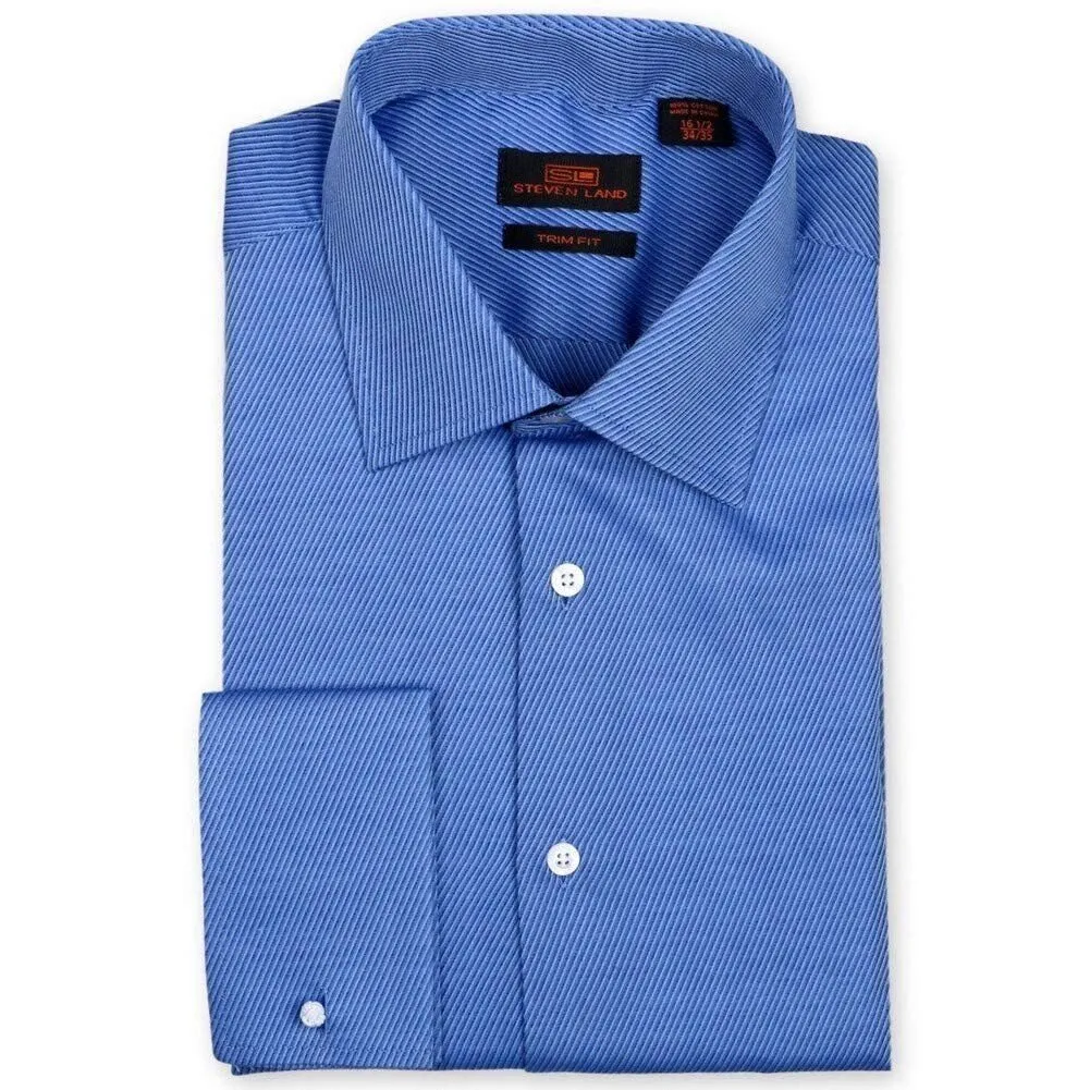 Steven Land Men's Trim-Fit French Cuff Tonal Twill Print Cotton Dress Shirt – CLEARANCE - FINAL SALE