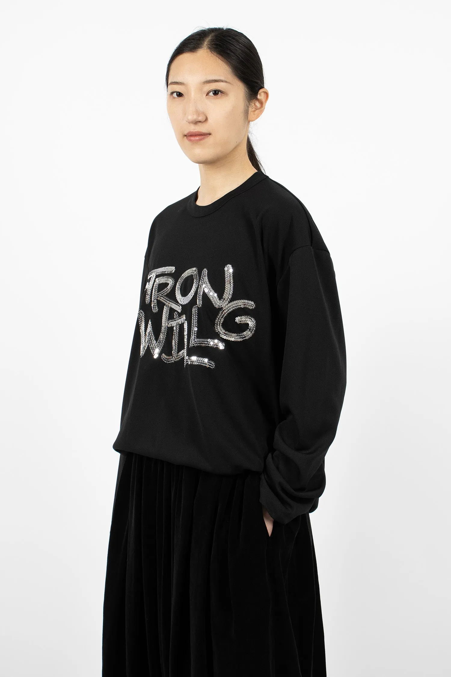 'STRONG WILL' LS T-Shirt Black/Silver