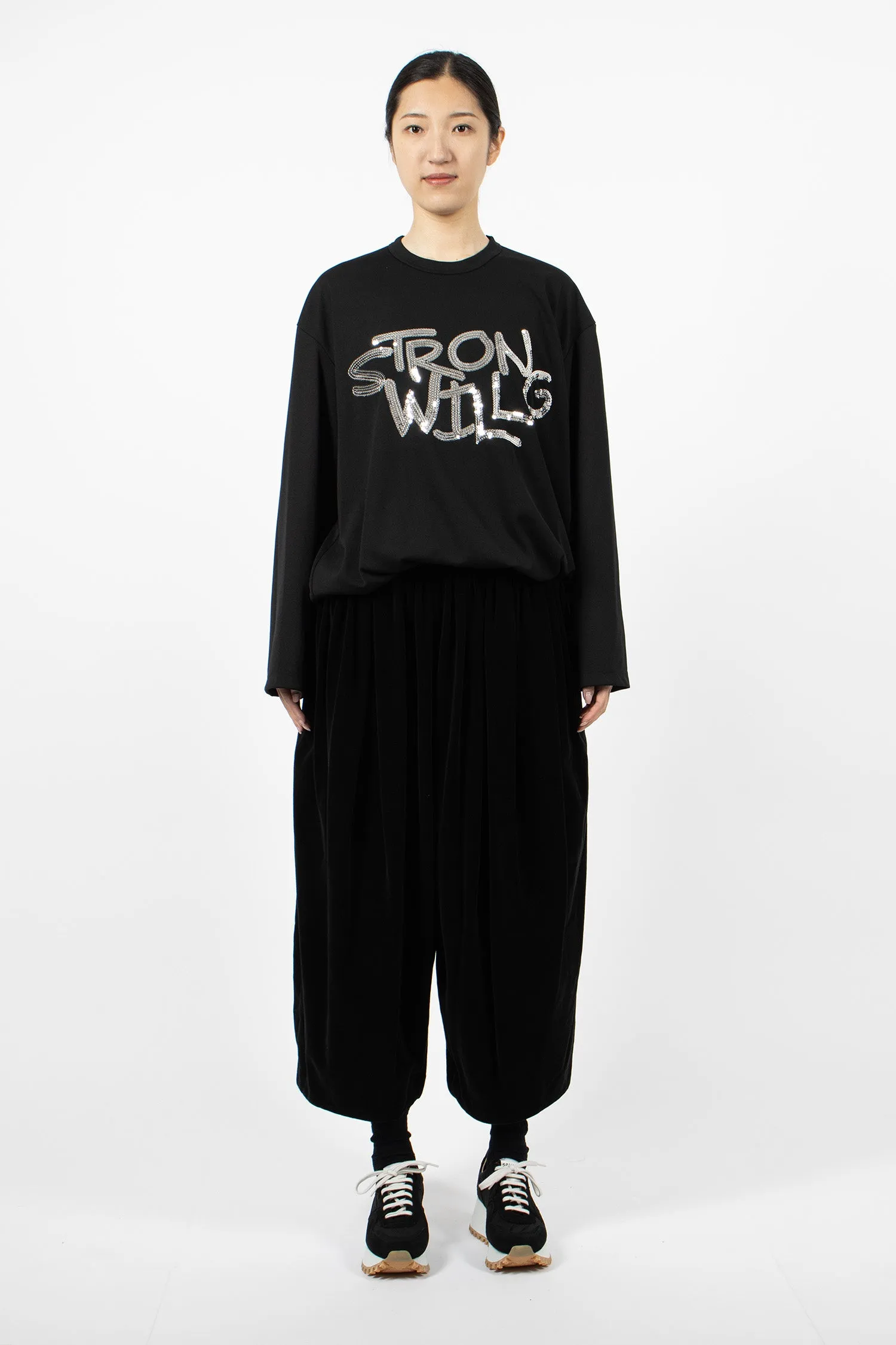 'STRONG WILL' LS T-Shirt Black/Silver