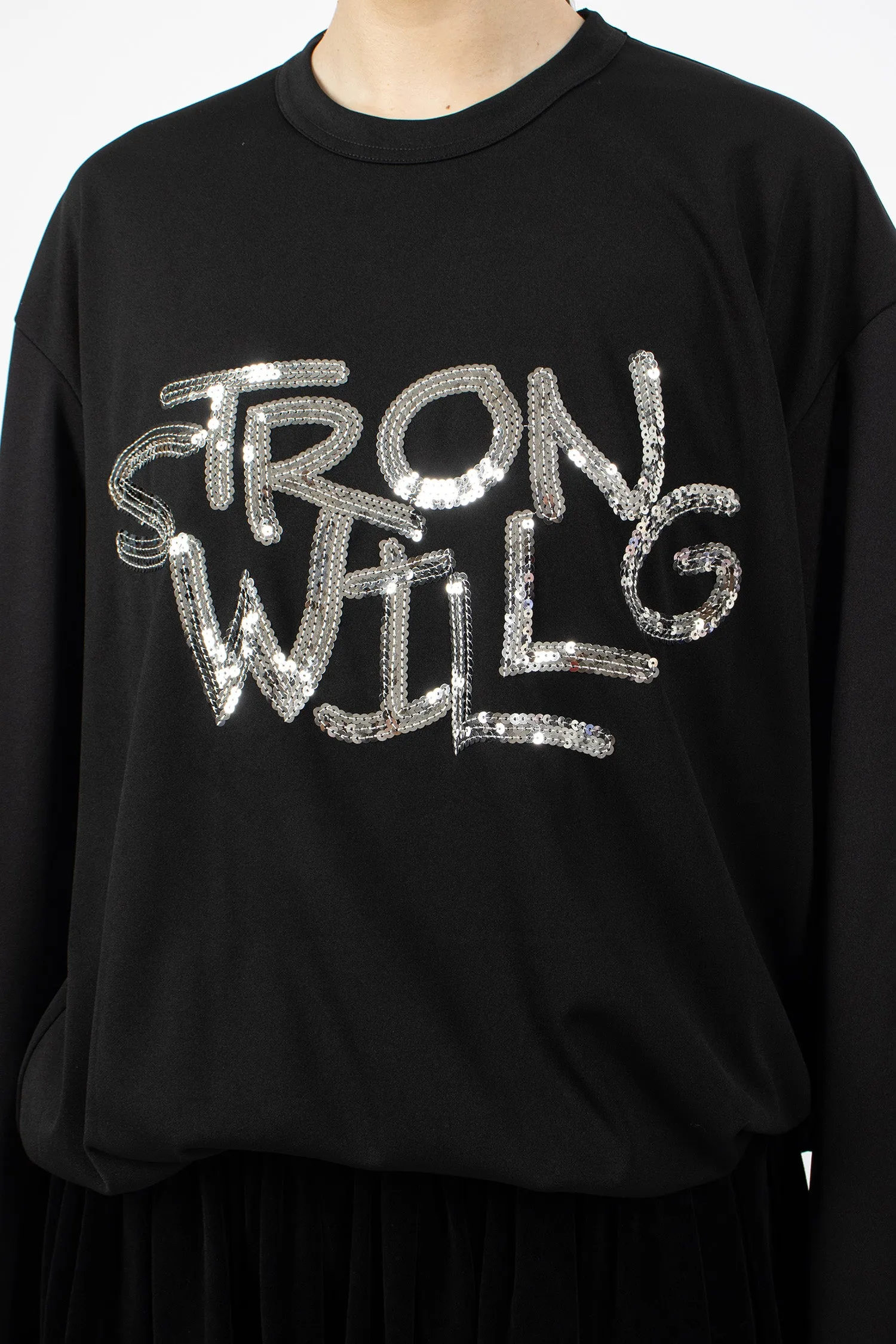 'STRONG WILL' LS T-Shirt Black/Silver