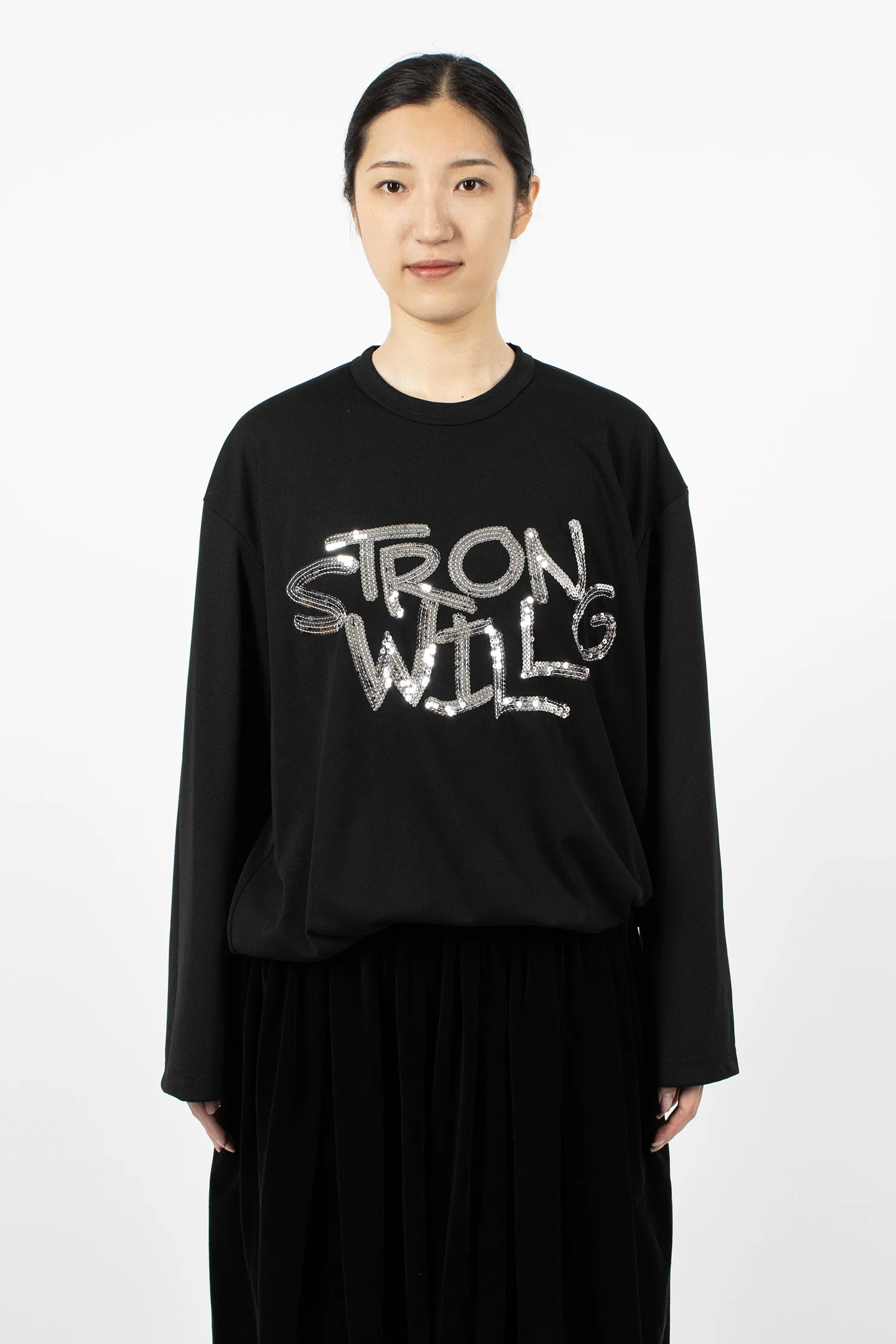 'STRONG WILL' LS T-Shirt Black/Silver