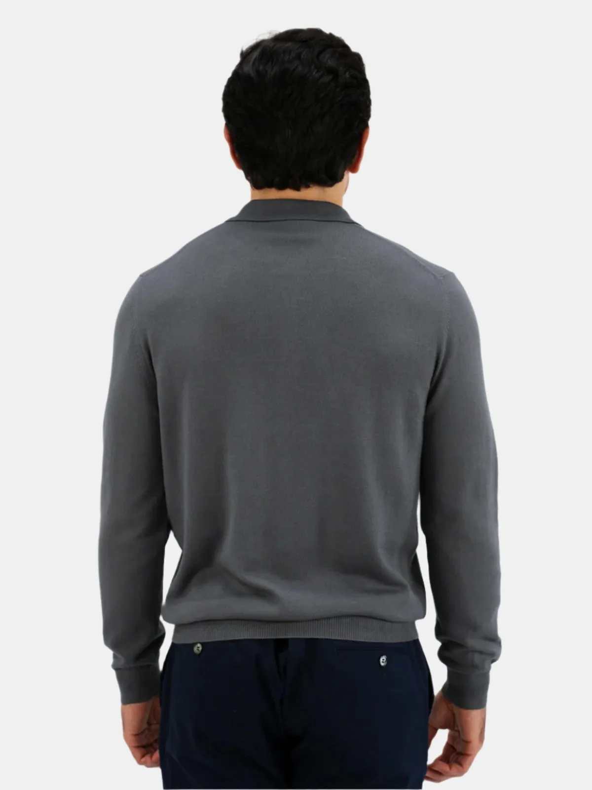 Vico Ribbed Long Sleeve Polo Cotton Iron