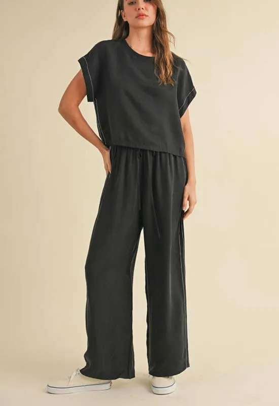 Viscose Short Sleeve Top - Black