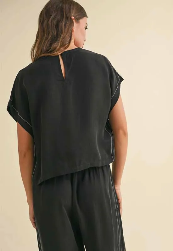 Viscose Short Sleeve Top - Black