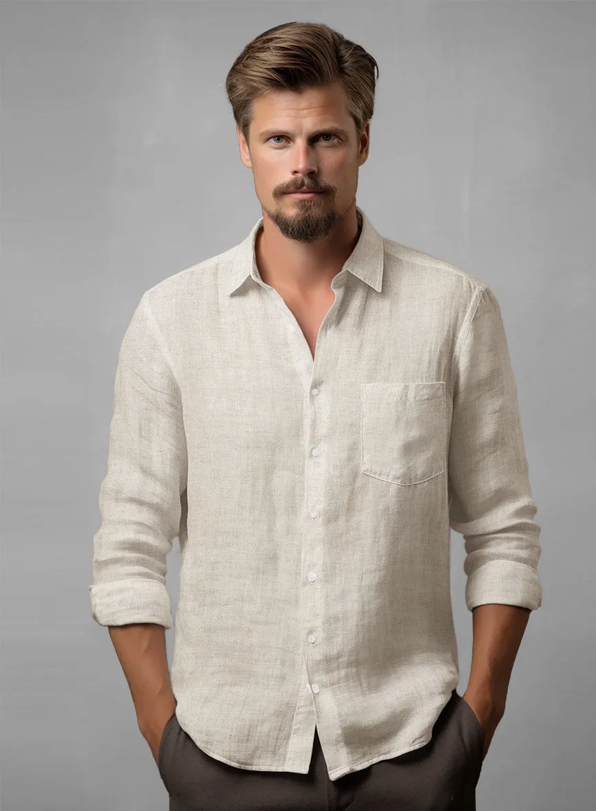 Washed Light Beige Linen Shirt