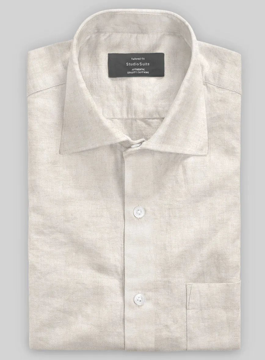 Washed Light Beige Linen Shirt