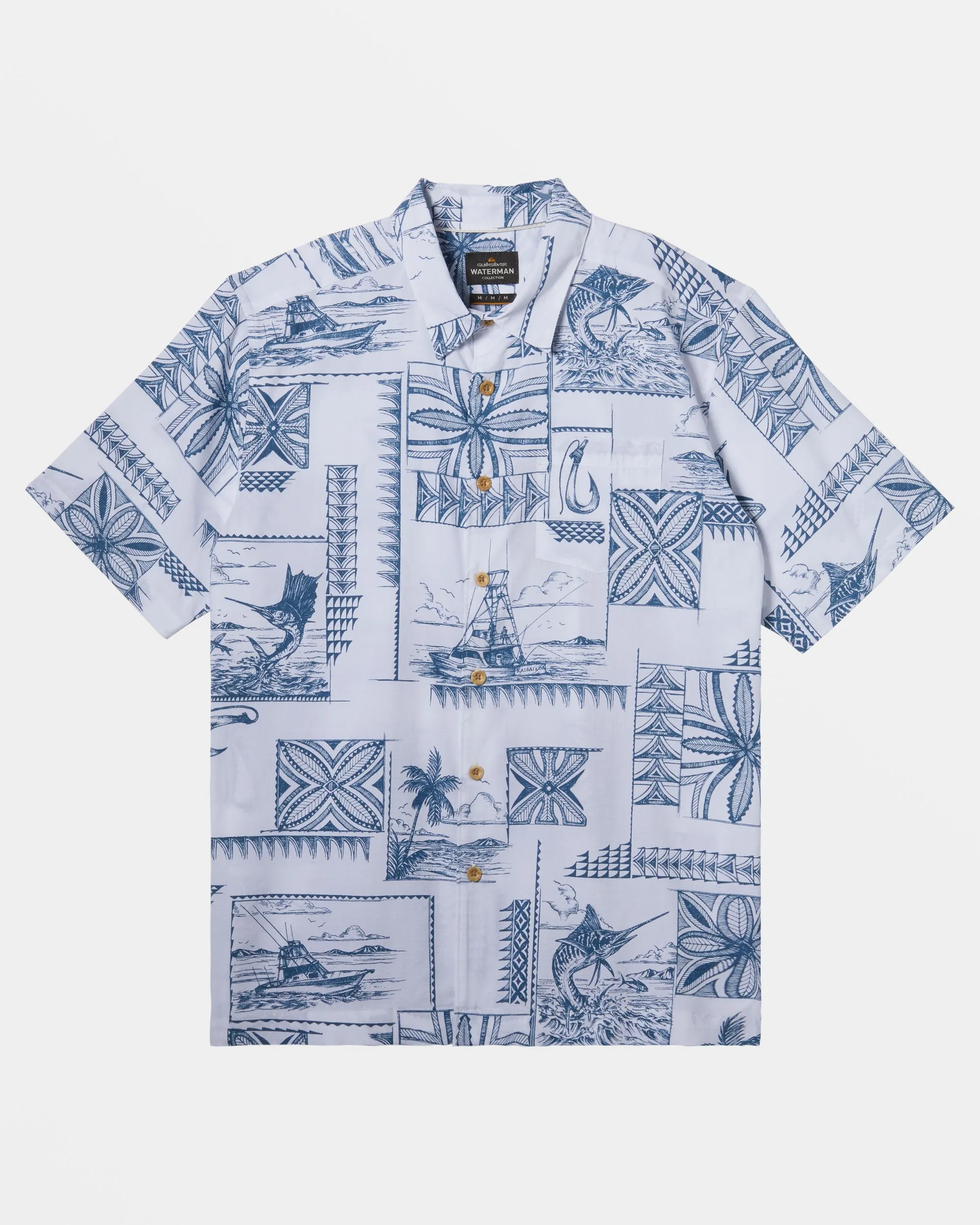 Waterman Bill Fish Short Sleeve Shirt - White Bill Fish