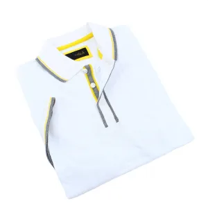 White Polo With Gray And Yellow Trim