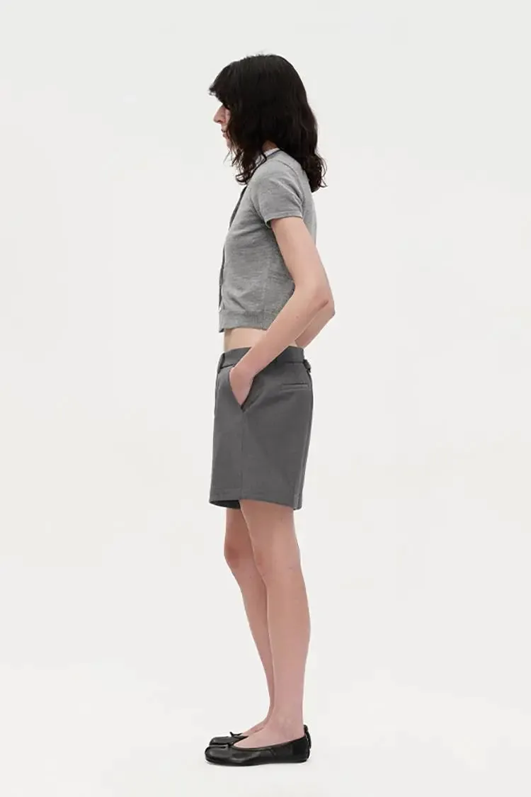 Wool Cropped Cardigan with Ribbed Trims