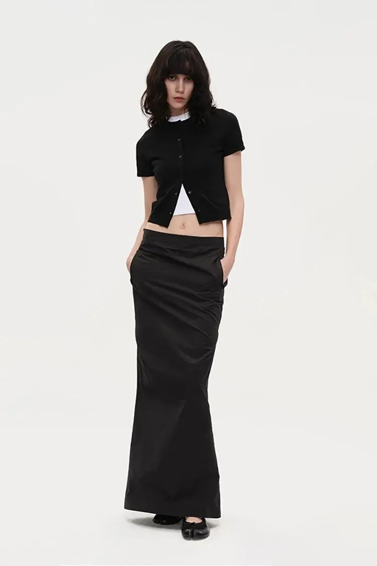 Wool Cropped Cardigan with Ribbed Trims