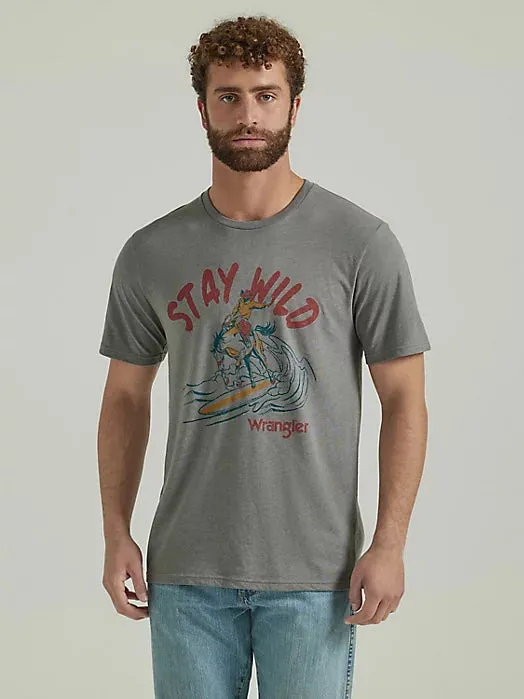 Wrangler Men's Coconut Cowboy Graphic T-Shirt in Pewter