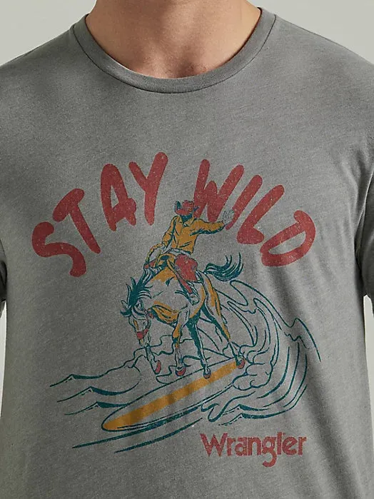 Wrangler Men's Coconut Cowboy Graphic T-Shirt in Pewter