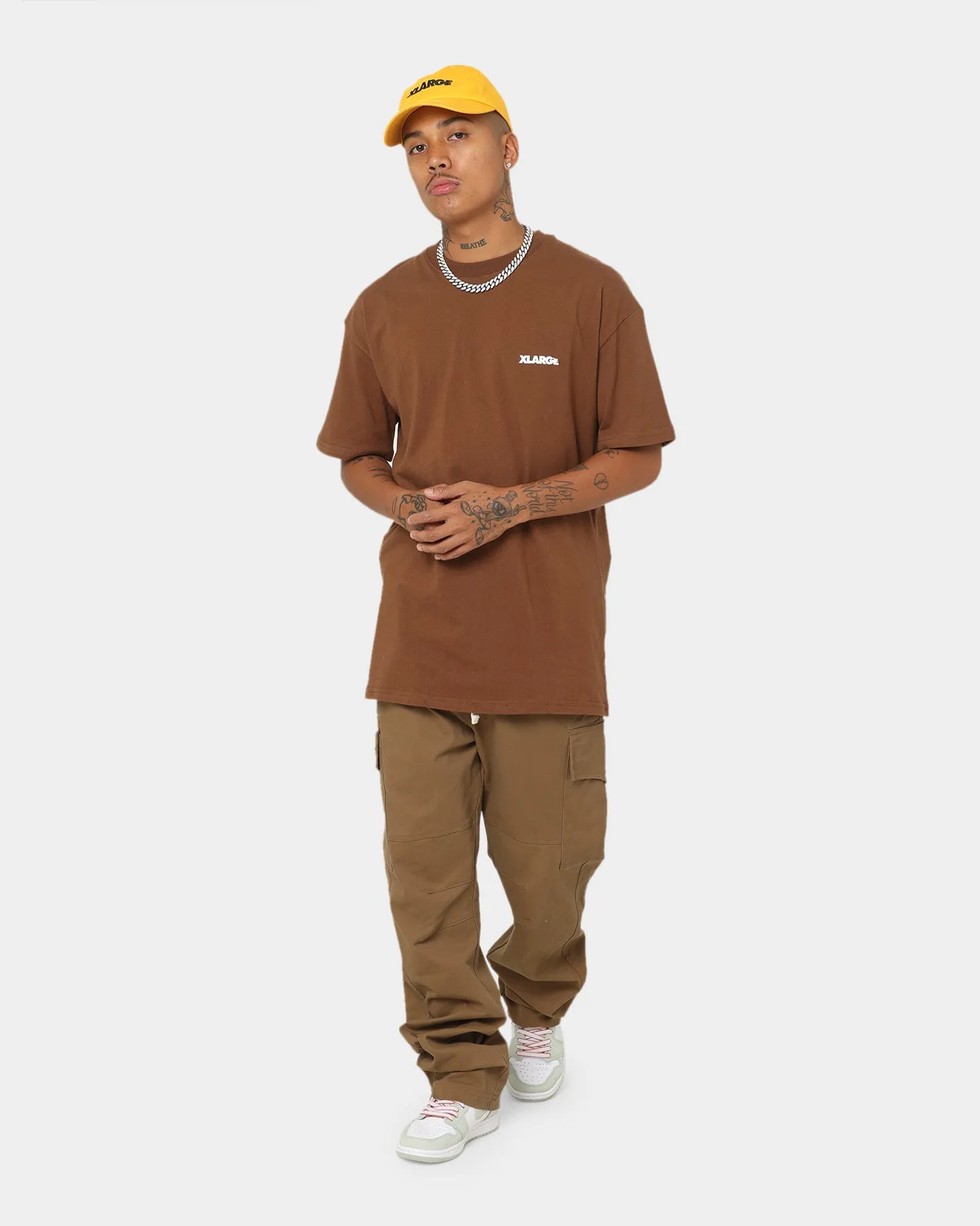 XLARGE 91 Text T-Shirt Brown/White